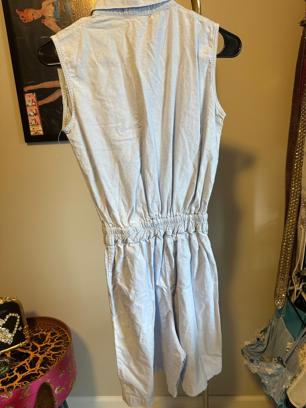 Light Wash Denim Embroidered Romper