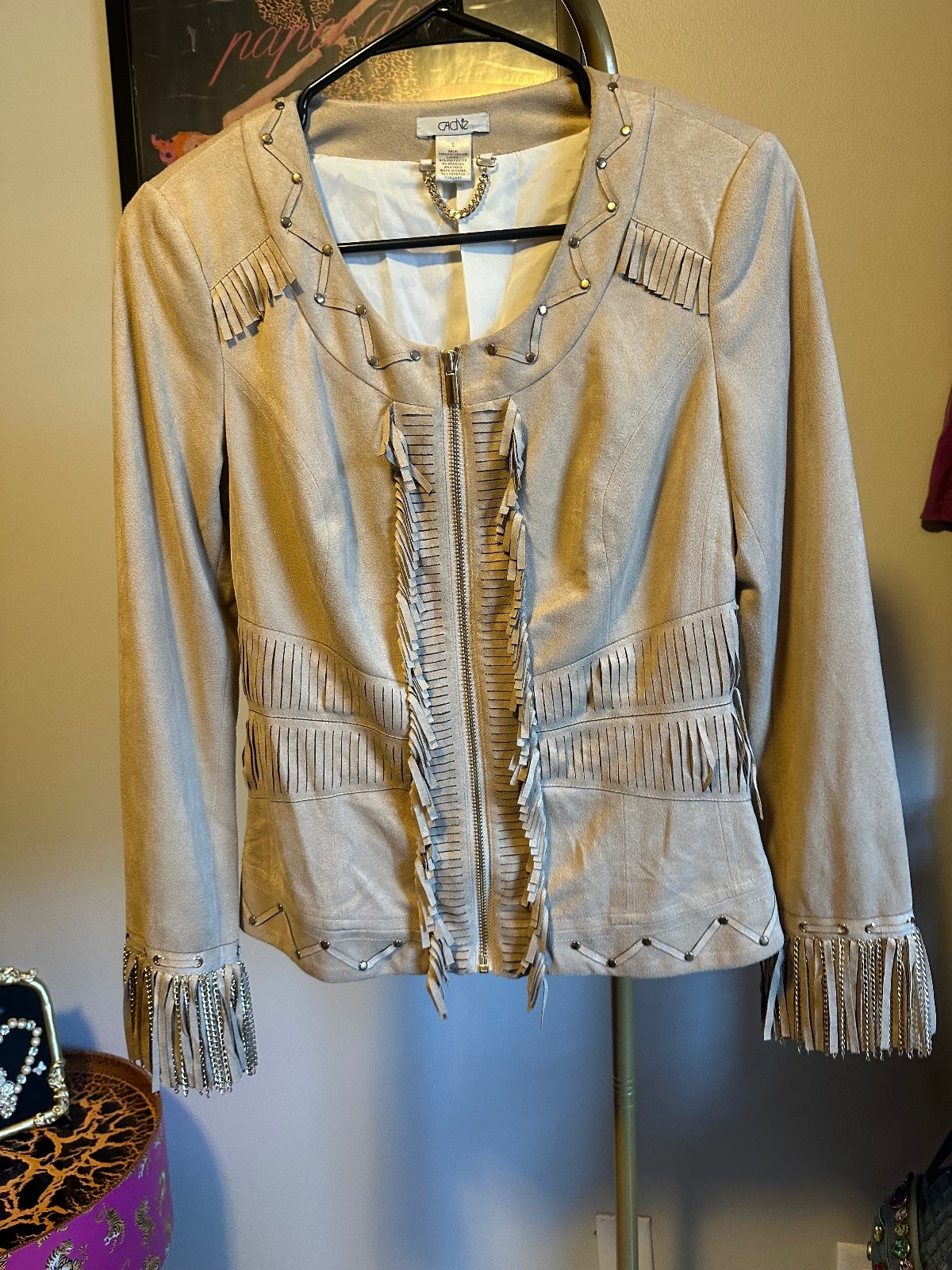 Vintage Cache Tan Fringe Western Jacket