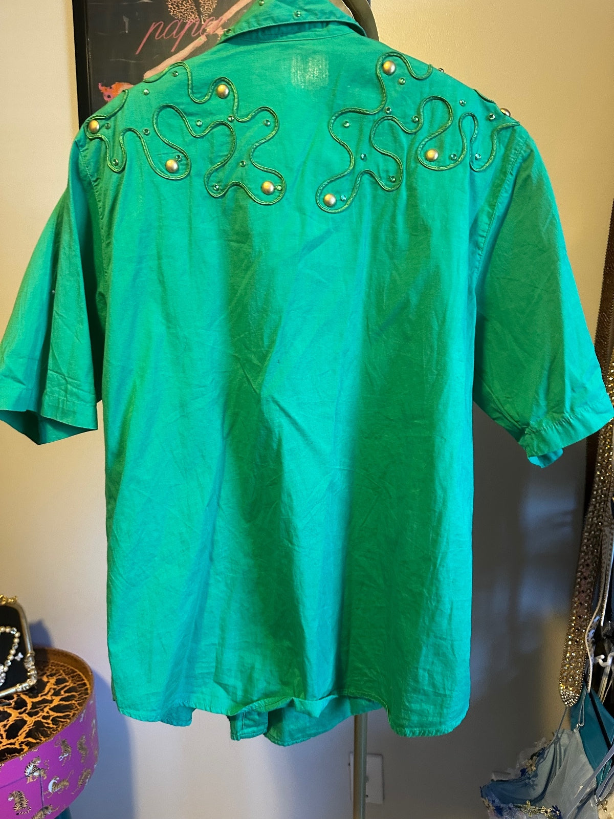 Vintage Cache Green Embellished Western Shirt