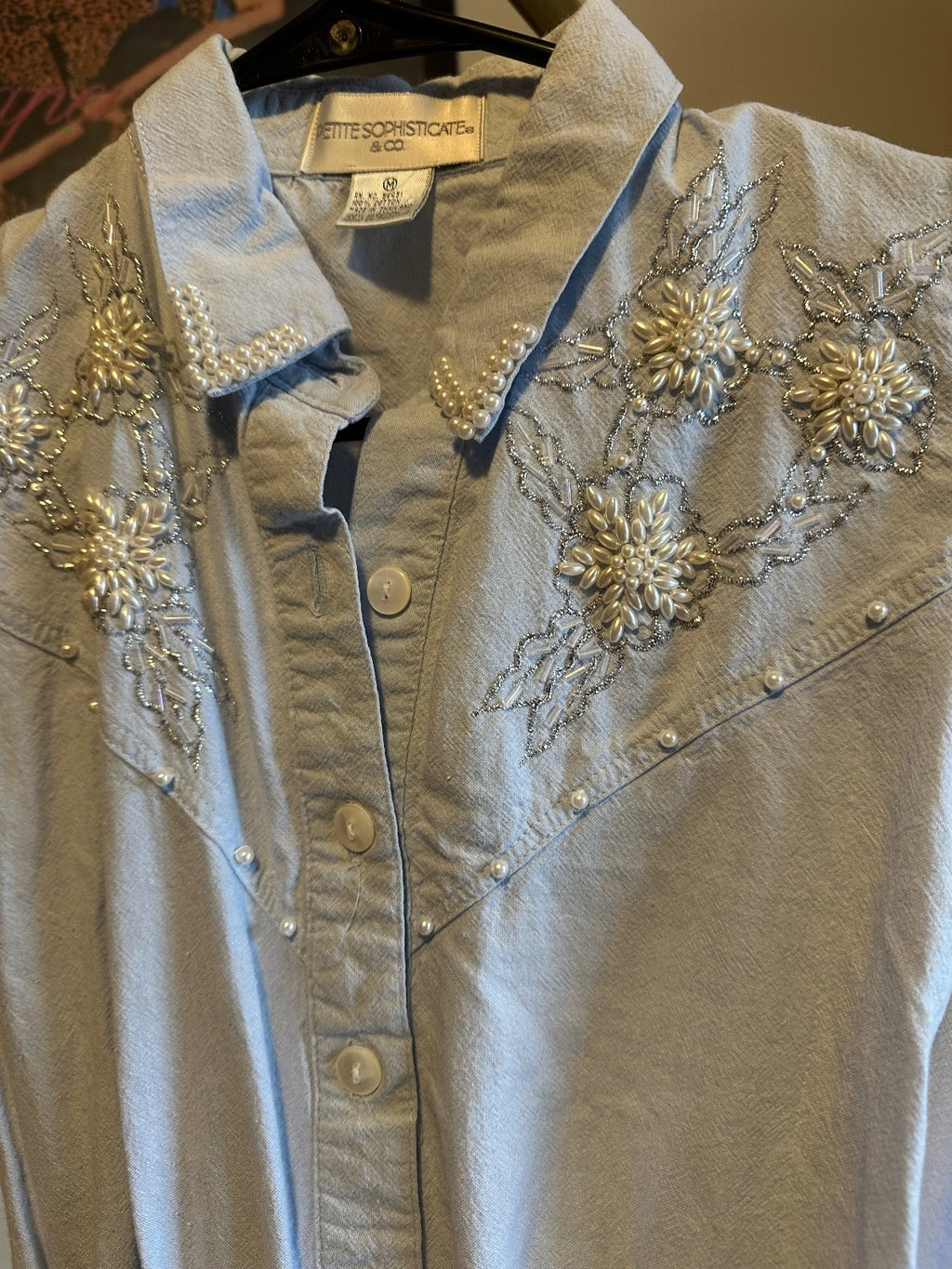 Light Wash Denim Embroidered Romper