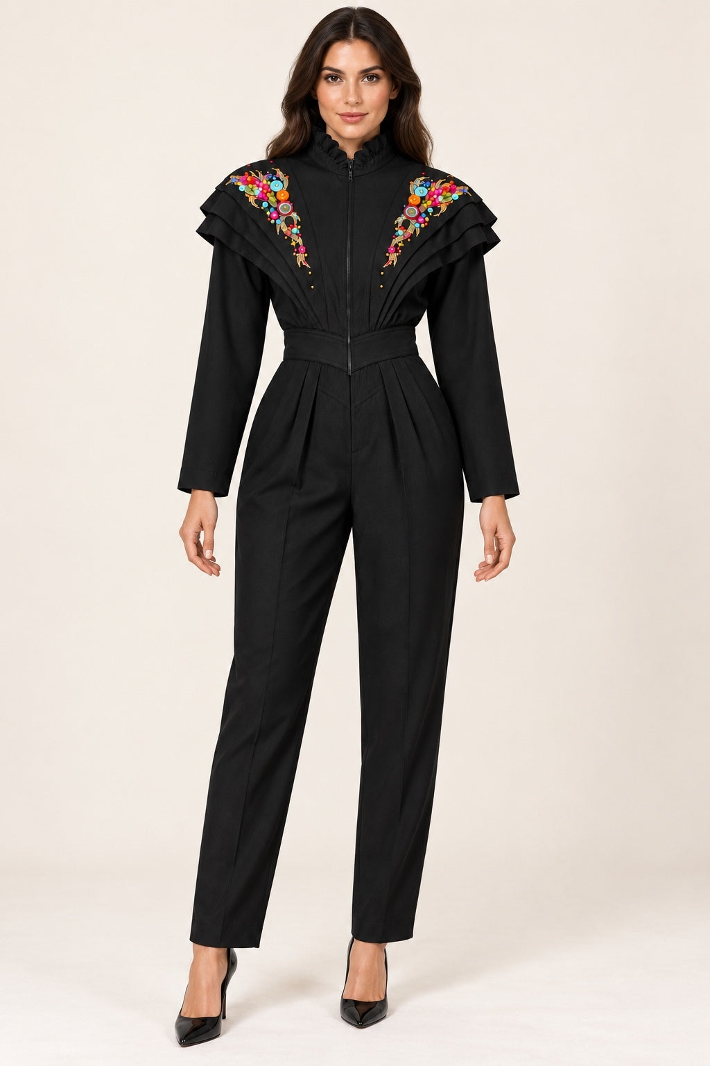 Vintage IIF Black Embellished Jumpsuit