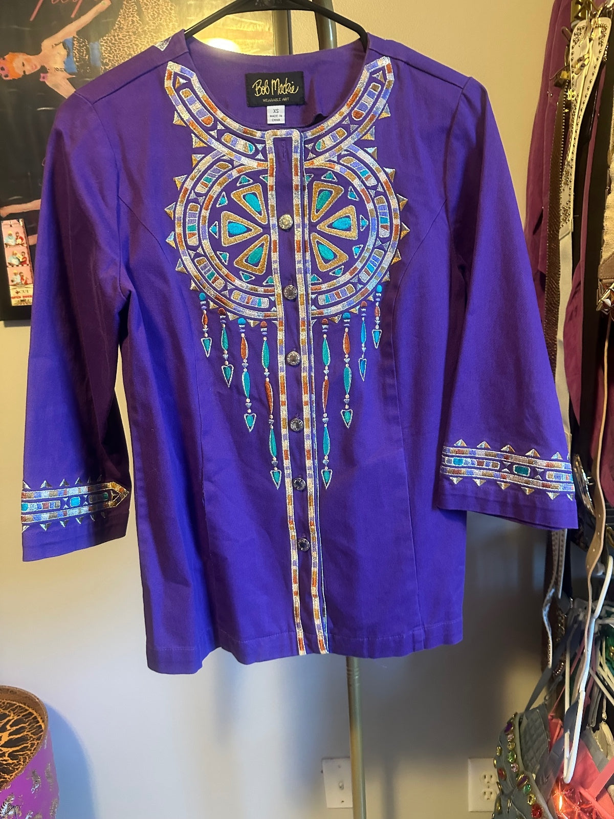 Bob Mackie Purple Embellished Statement Jacket