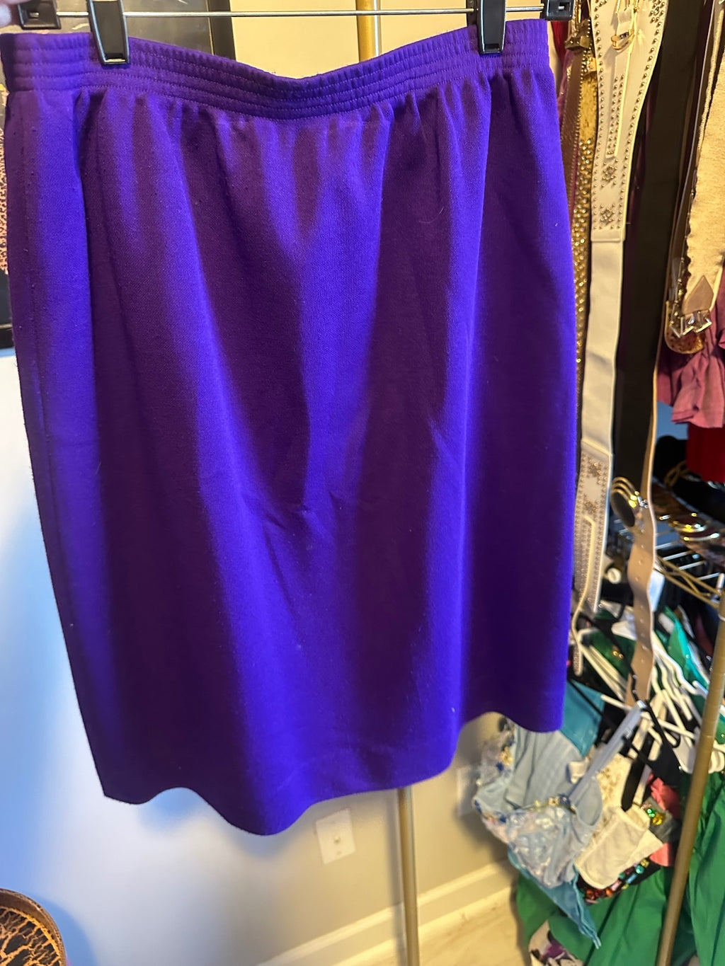 Vintage Purple Embellished 3-Piece Skirt Suit