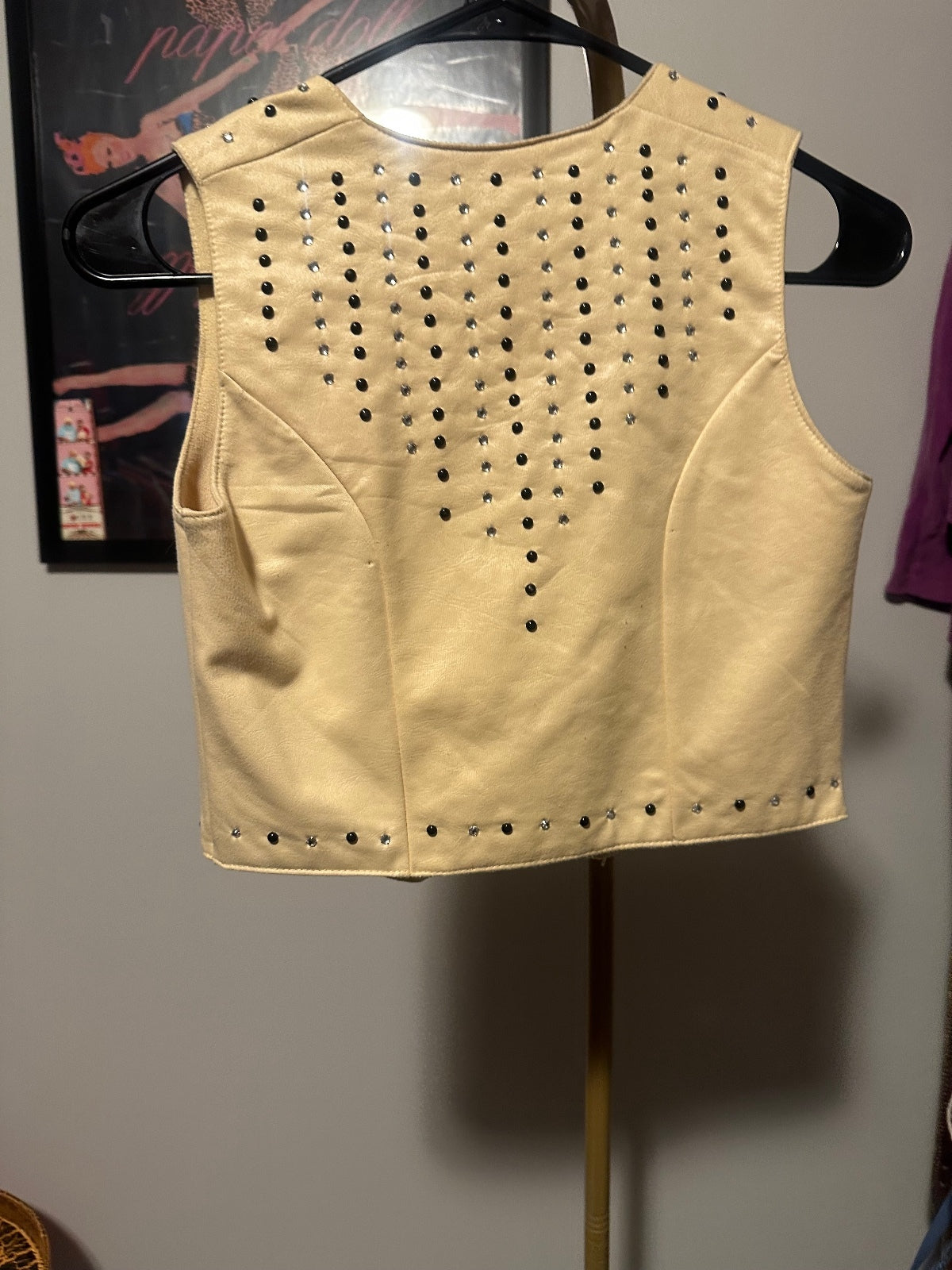 Vintage Cream Rhinestone Studded Western Vest