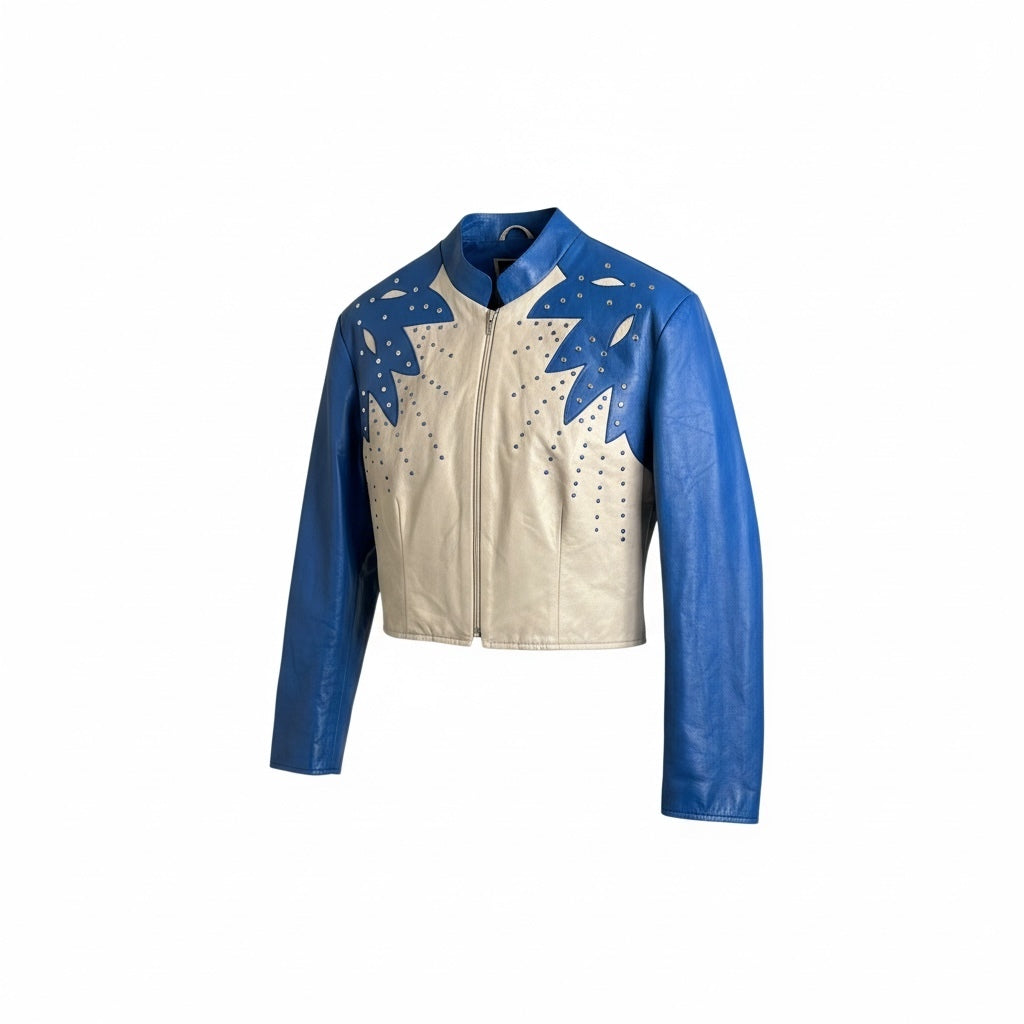Vintage Blue & Silver Studded Western Jacket