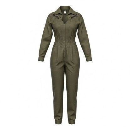 IIF Olive Embellished Utility Jumpsuit