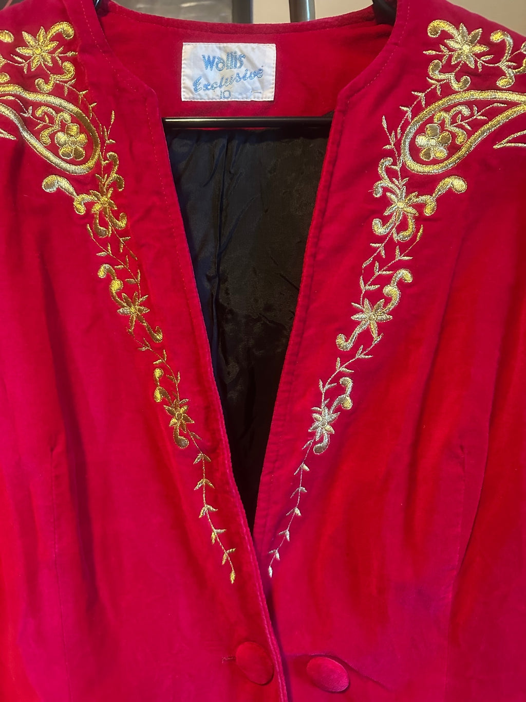 Vintage Red & Gold Velvet Embroidered Statement Jacket