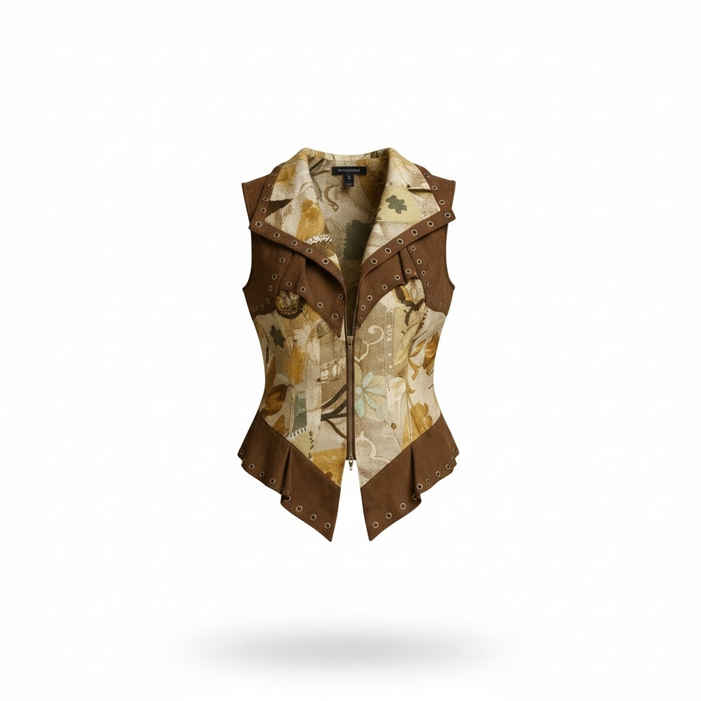 IIF Vintage Brown Floral Corset Vest