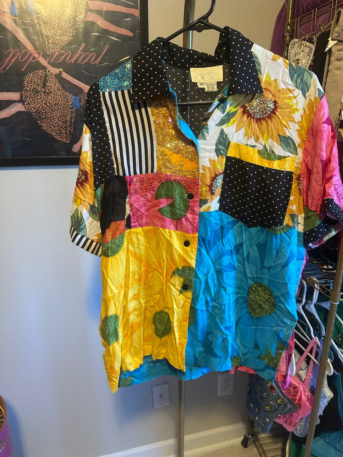 Vintage Cache Floral Patchwork & Polka Dot Jumpsuit