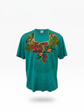 Vintage Teal Tropical Embroidered Puffy Paint T-Shirt