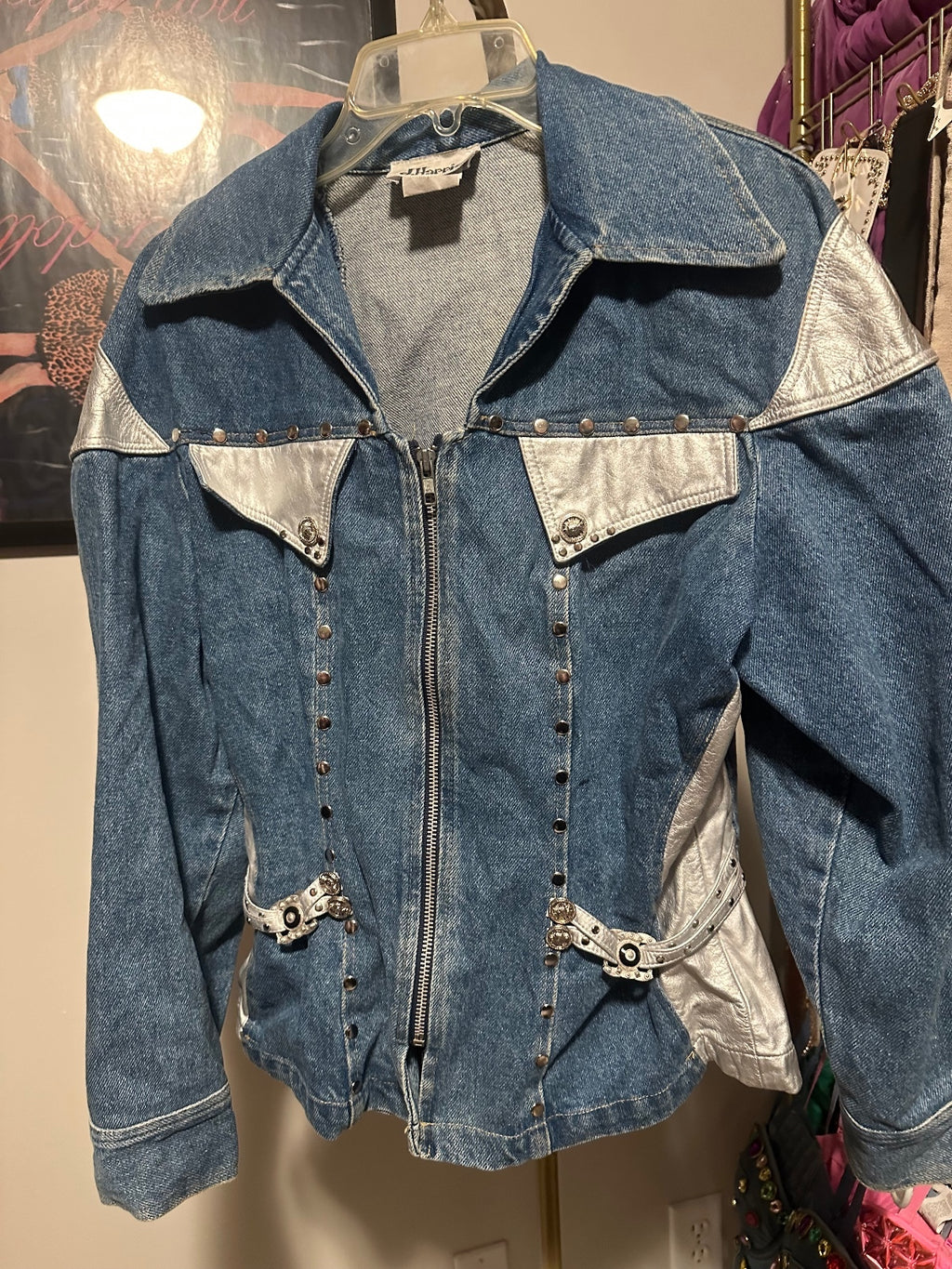 Vintage Two-Tone Denim Studded Western Jacket