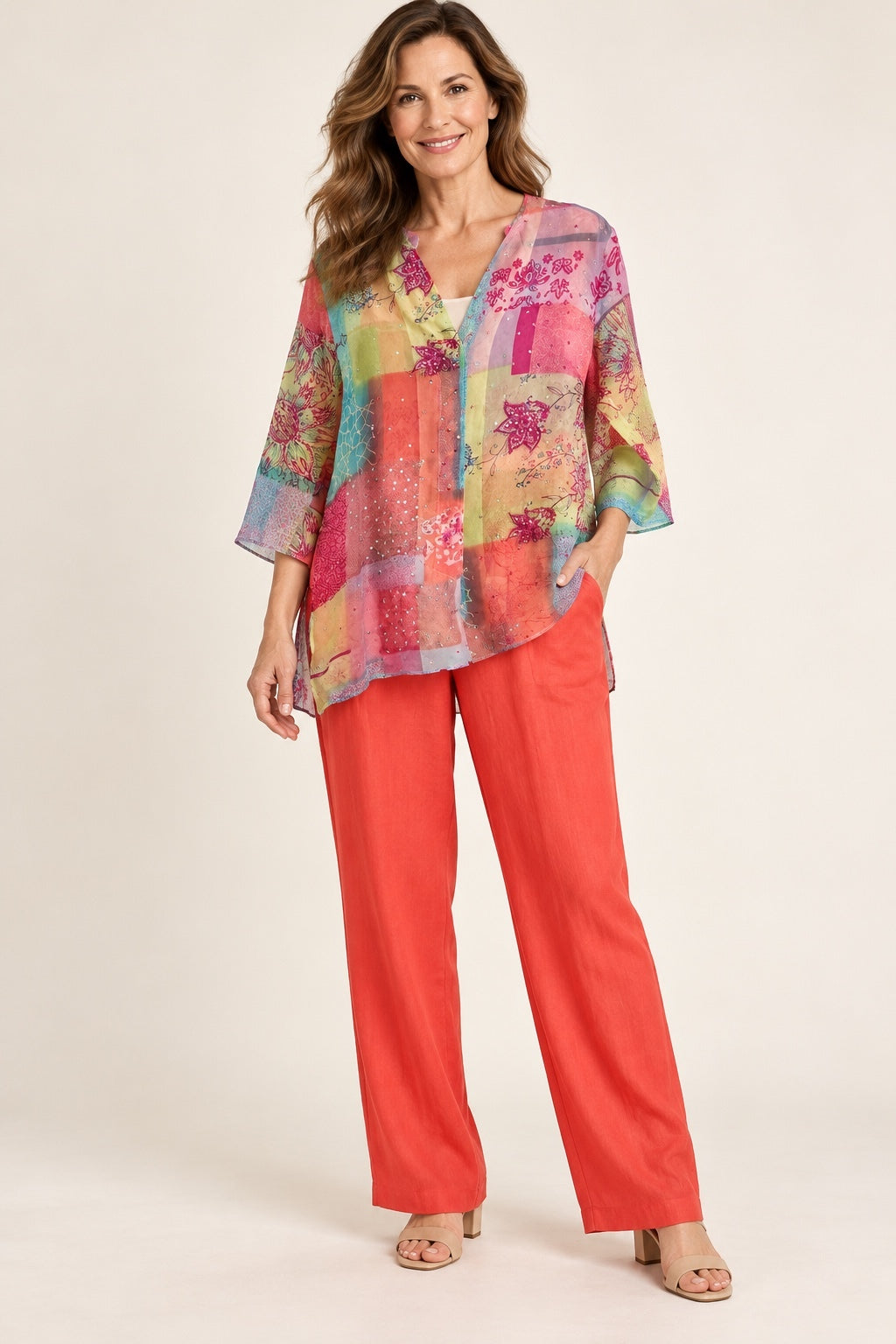 Vintage Diane Gilman Silk Top & Pants Set