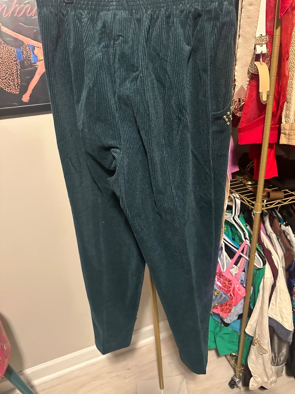 Vintage Dark Green Studded Jacket & Pants Set