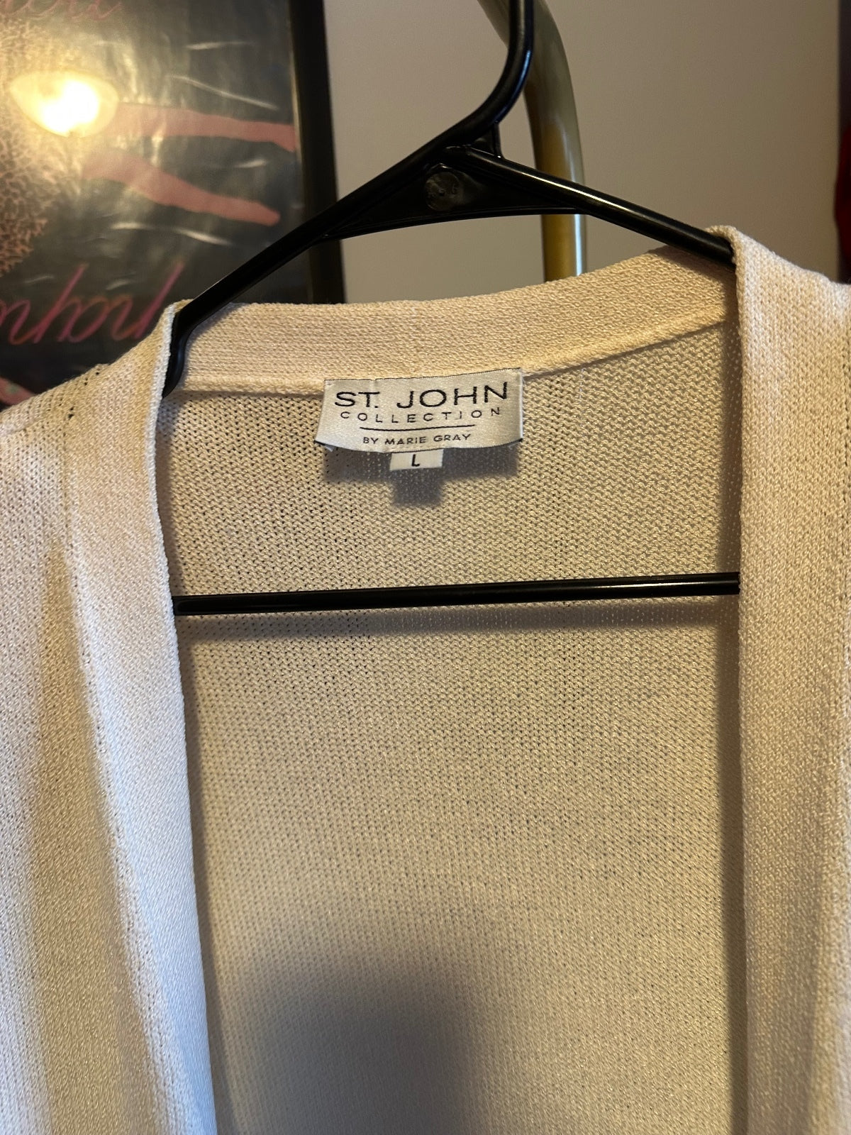 St. John Ivory Knit Open-Front Cardigan