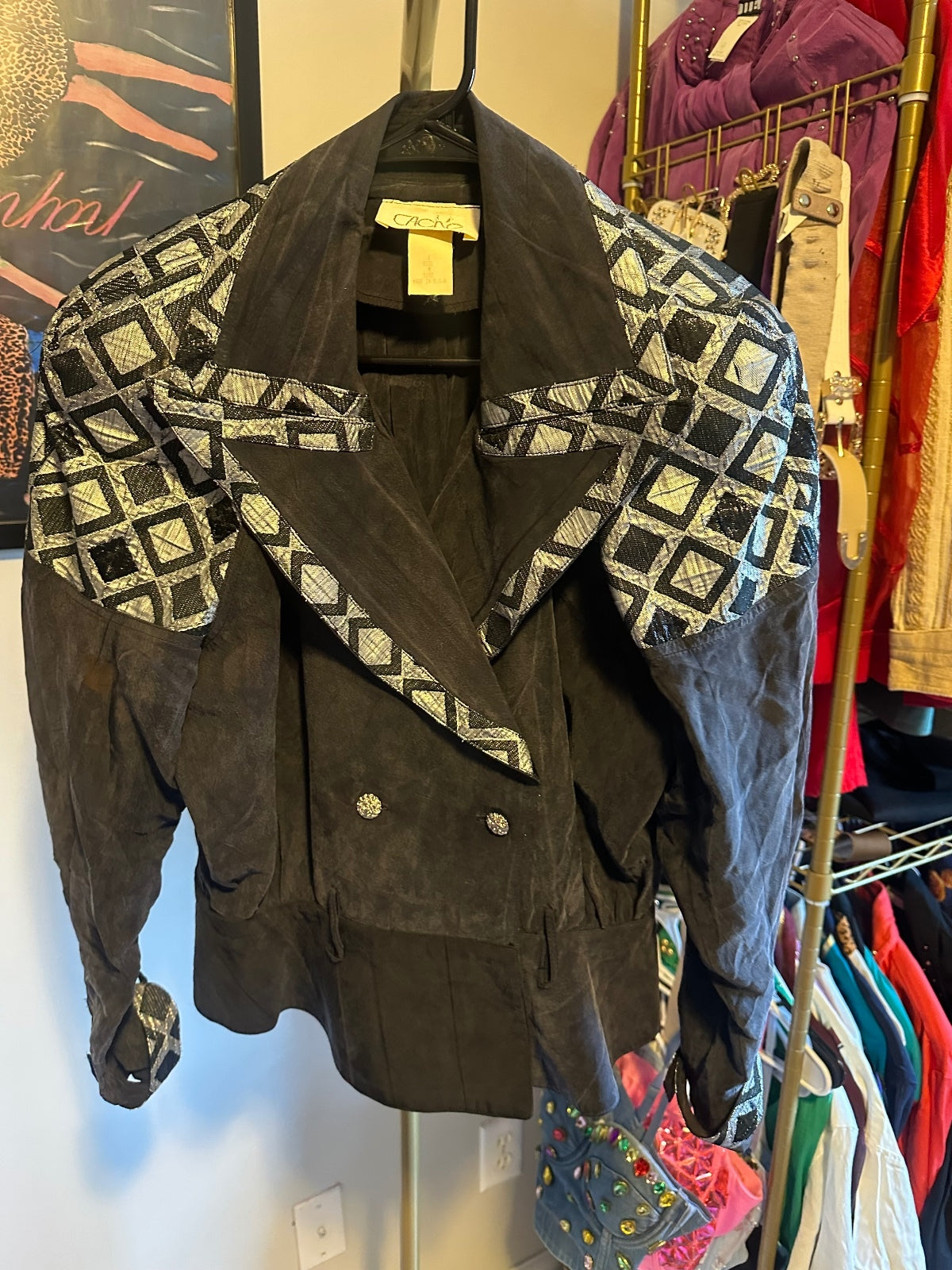Vintage Cache Geometric Embellished Blazer