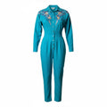 Vintage Teal IIF Embellished Denim Jumpsuit