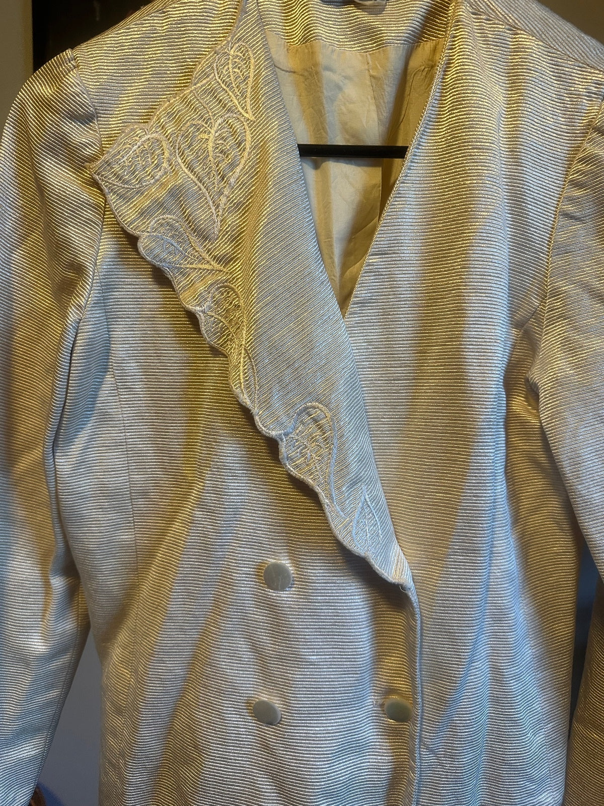 Vintage Champagne Gold Embroidered Double-Breasted Blazer