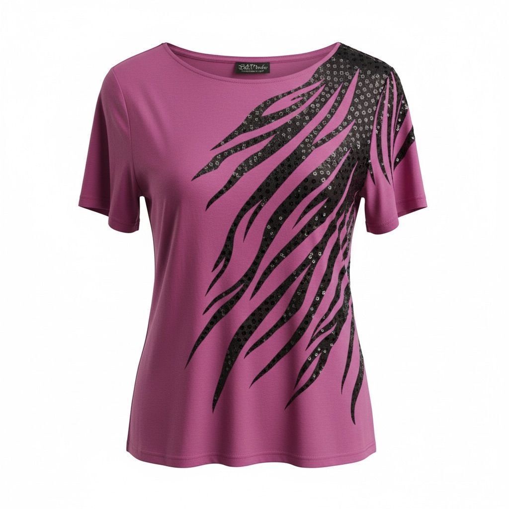 Bob Mackie Vintage Purple & Black Sequin Zebra Top